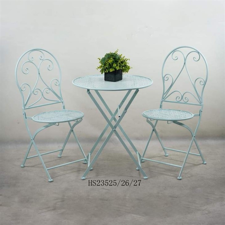 Bistro Set White Metal
